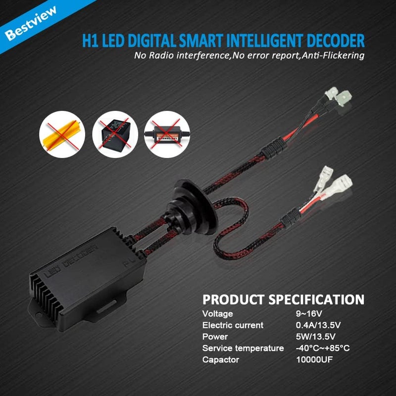Best View H1 H3 LED Light Canbus Decoder Anti Flicker Harness, Resistor Decoders Error Free, LED Warning Canceller Resistor Adapter, Pack of 2 - Image 3